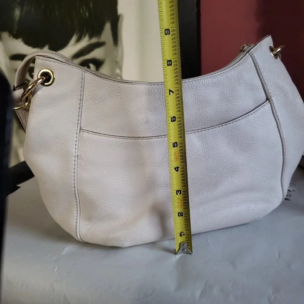 VINTAGE MICHAEL KORS PEBBLED CREAM LEATHER SHOULDER BAG